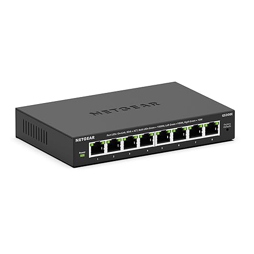 NETGEAR 8-Port Gigabit Ethernet Plus Switch (GS308E) - Desktop or Wall Mount, Home Network Hub, Office Ethernet Splitter, Silent Operation