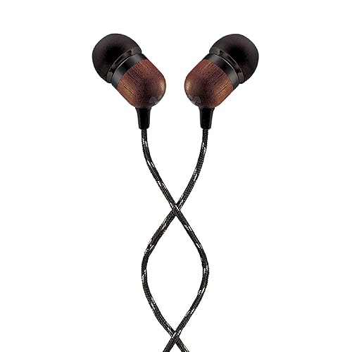House of Marley | Smile Jamaica Wired in-Ear Headphones - in-line Microphone with 1-Button Remote | Noise Isolating | Durable | Tangle Free Cable | Black Signature Black