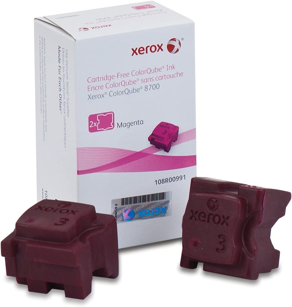 Genuine Xerox Magenta Solid Ink Sticks for the Xerox ColorQube 8700 (2 pcs/Box), 108R00991