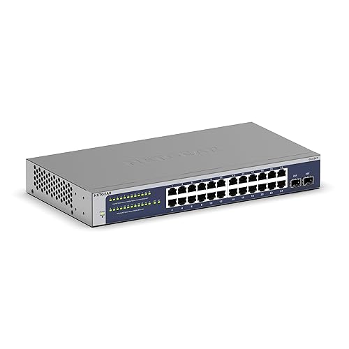 NETGEAR 24-Port Gigabit Ethernet Smart Switch (GS724T) - Managed, Optional 1 Year Insight Cloud Management, with 2 x 1G SFP, Desktop or Rackmount, and Limited Lifetime Protection
