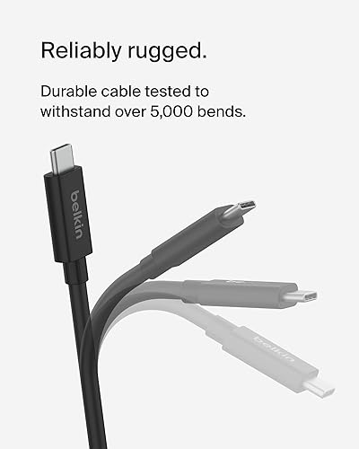 Belkin Connect USB4 Cable (6.6ft/2M Power Cable), USB-C to USB-C Cable w/ 240W Power Delivery + 20Gbps - USB4 Compliant Power Cable, Compatible with MacBook, Windows, Chromebook, & More