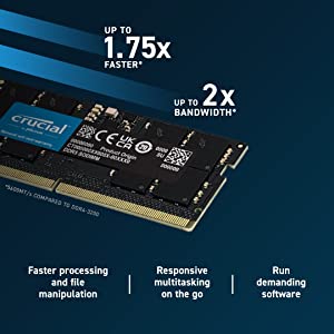 Crucial RAM 32GB DDR5 5200MHz (or 4800MHz) Laptop Memory CT32G52C42S5 32GB 5200MHZ