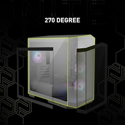 MSI MAG PANO M100R PZ Black Micro ATX Gaming Case, Support Back-Connect Motherboard, 270-degree Panoramic Display, 4 aRGB Fans MAG PANO M100R PZ Black Black mATX