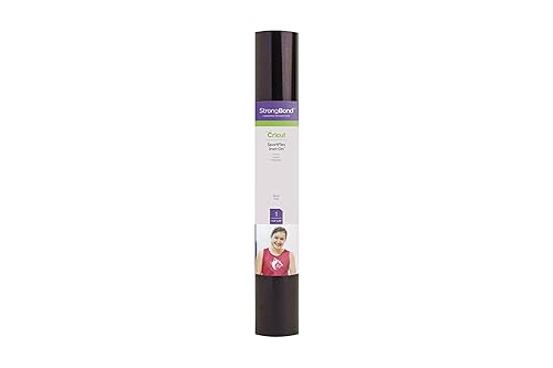 Cricut SportFlex Iron On Vinyl, DIY Supplies, 11.8” x 24” HTV Roll - Black Black 1.96 Sq Ft (Pack of 1)