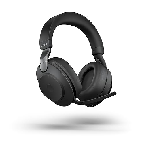 Jabra Evolve2 85 UC Wireless Headphones with Link380c, Stereo, Black – Wireless Bluetooth Headset for Calls and Music, 37 Hours of Battery Life, Advanced Noise Cancelling Headphones Stereo (USB-C) Unified Communications