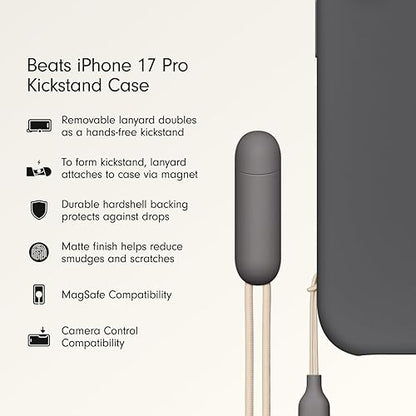 Beats iPhone 17 Pro Kickstand Case with MagSafe & Camera Control, Built in Stand & Lanyard, Matte Finish with Microfibre Lining – Granite Grey iPhone 17 Pro Kickstand Granite Grey