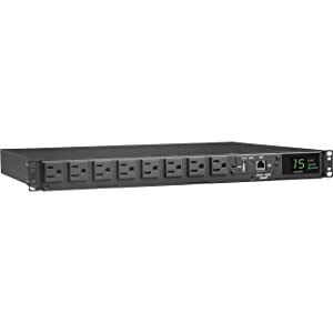Tripp Lite Monitored PDU, Auto-Transfer Switch (ATS), Network Card WEBCARDLX, 15A, 120V, 1.44kW, Single-Phase - 8 Outlets (5-15R), Dual 5-15P 12ft Input Cords - 1U RM, 2 Year Warranty (PDUMNH15AT1) Network Card 15A, 120V