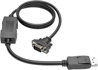 Tripp Lite DisplayPort to VGA Active Cable Adapter, DP 1.2 with Latches, DP to HD15 (M/M), DP2VGA, 1080p, 3 ft. (P581-003-VGA-V2) 3 ft. DP 1.2