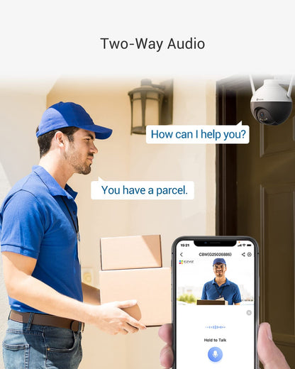 EZVIZ Security Camera Outdoor, 4MP WiFi Camera Pan/Tilt, 360° Visual Coverage, IP65 Waterproof, Color Night Vision, AI-Powered Person Detection, Two-Way Talk, Support MicroSD Card up to 256GB | C8W C8W-4MP Color Night Vision