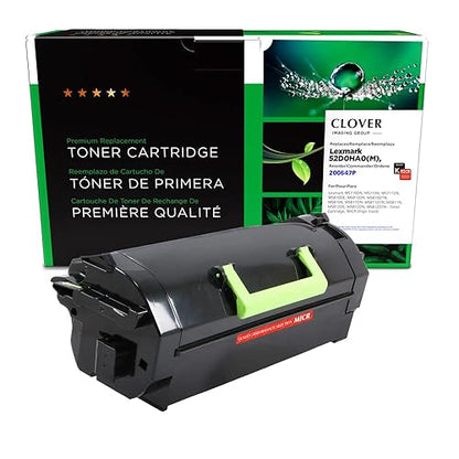 Clover Remanufactured MICR Toner Cartridge for Lexmark 52D0HA0(M), 52D1H00(M), 52D1H0L(M) | Black | High Yield