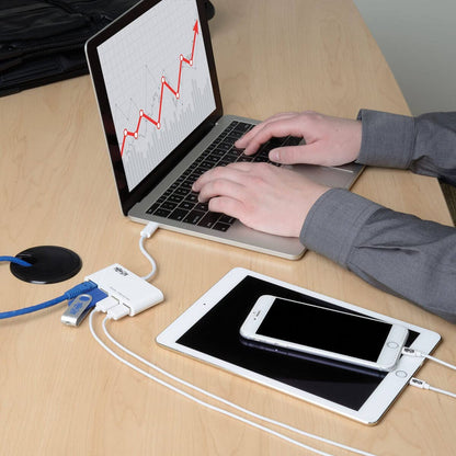 Tripp Lite 3-Port USB-C to USB-A Hub Portable w/Gigabit Ethernet Port RJ45 (U460-003-3AG)