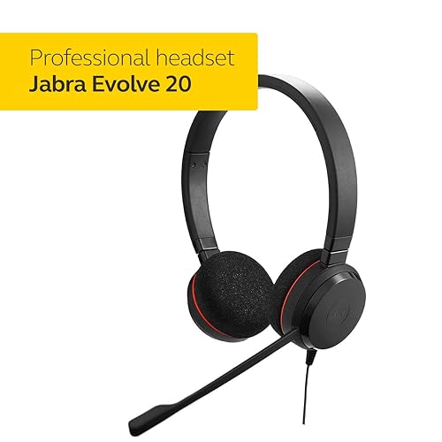Jabra Evolve 20 UC Wired Headset, Stereo Professional Telephone Headphones for Greater Productivity, Superior Sound for Calls and Music, USB Connection, All Day Comfort Design UC Optimized Stereo Speaker