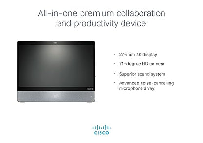 Cisco Webex Desk Pro with 27-inch 4K Screen, 12 MP Video Camera, Noise Canceling Mic, USB-C Docking Connection, 90-Day Limited Liability Warranty (CS-DESKPRO-K9)