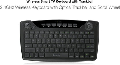 IOGEAR Smart TV Wireless Keyboard w/Trackball - 2.4GHz Offers Range Up to 35 ft - Left/Right Mouse Buttons - Xbox - PS4 - Roku - Apple TV - Smart TV - GKB635W