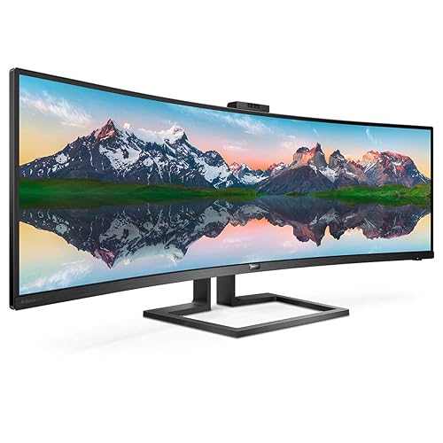 Philips Brilliance 499P9H 49 Superwide Curved Monitor, Dual QHD 5120x1440 32: 9, USB-C Connectivity and Built-in KVM Switch, Pop-Up Webcam, Height Adjustable, Lightsensor