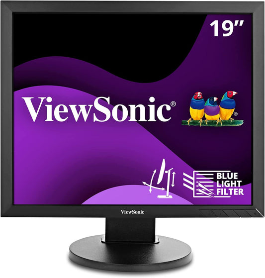 ViewSonic VG939SM 19 Inch IPS 1024p Ergonomic Monitor with DVI and VGA for Home and Office, Black 19-Inch