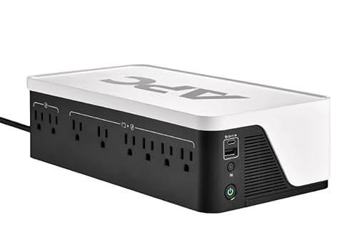 APC UPS Battery Backup, 900VA UPS with 6 Backup Battery Outlets, Type C USB Charging, BE900G3 Back-UPS 900VA USB-C Charging