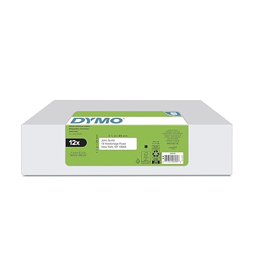 DYMO Authentic LabelWriter Mailing Address Labels for LabelWriter Label Printers (30252), White, 1 1/8" x 3 1/2", 12 rolls of 350 12 rolls of 350 Address Labels Standard Packaging