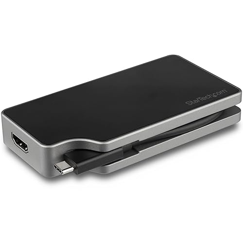 StarTech.com USB C Multiport Video Adapter - 4K 60Hz UHD Portable 5-in-1 USB Type C to HDMI 2.0, Mini DisplayPort, VGA or DVI (1080p) - 95W PD Passthrough - Cable Management - Aluminum (CDPVDHMDPDP)