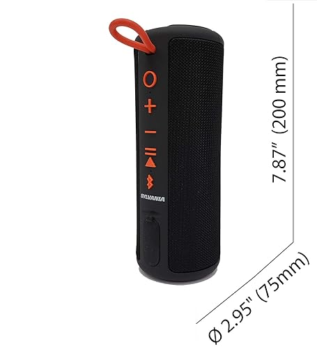SYLVANIA SP953-BLACK Rubber-Finish Bluetooth Speaker with Cloth Trim (Black)