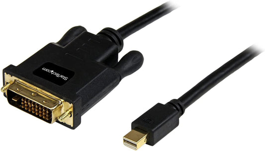 StarTech.com 10ft (3m) Mini DisplayPort to DVI Cable - Mini DP to DVI Adapter Cable - 1080p Video - Passive mDP 1.2 to DVI-D Single Link - mDP or Thunderbolt 1/2 Mac/PC to DVI Monitor (MDP2DVIMM10B) 10 ft / 3m Black