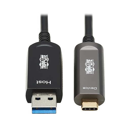 Tripp Lite Long Distance USB-A to USB-C Cable, 33 Feet / 10 Meters, 10 Gbps Data, Charging, Fiber Active Cable, Supports only USB 3.2 Gen 2, Male-to-Male, 3-Year Warranty (U428F-10M-D3) USB 3.2 Compatible 33 Feet / 10 Meters