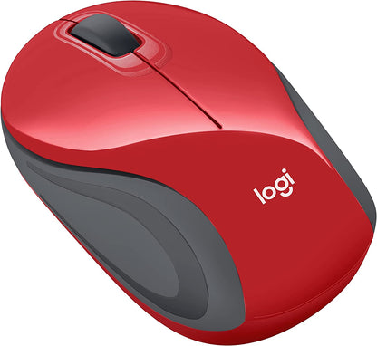 Logitech Wireless Mini Mouse M187 Ultra Portable, 1000 DPI Optical Tracking, 3-Buttons, PC/Mac/Laptop - Red