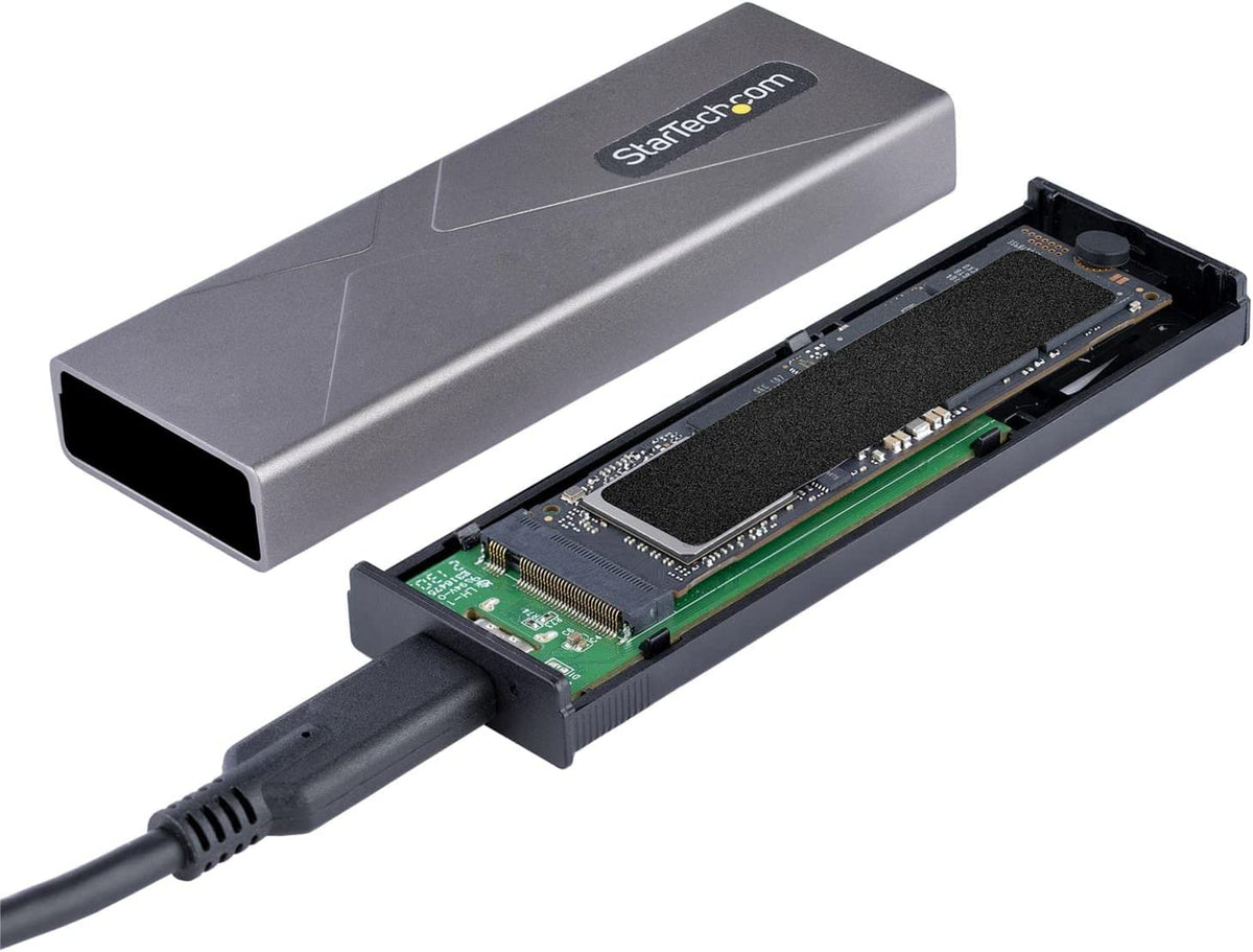 StarTech.com USB-C 10Gbps to M.2 NVMe or M.2 SATA SSD Enclosure - Tool-free External M.2 PCIe/SATA NGFF SSD Aluminum Case - USB Type-C&amp;A Host Cables - Supports 2230/2242/2260/2280 (M2-USB-C-NVME-SATA)