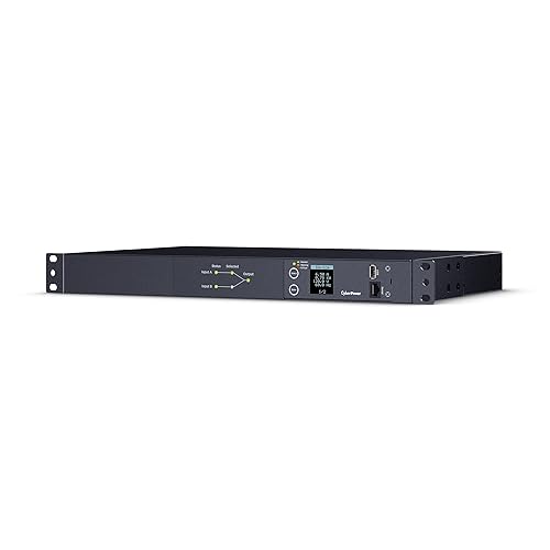 CyberPower PDU24002 Metered ATS PDU, 100-120V, 20A (Derated to 16A), 10 Outlets, 1U Rackmount