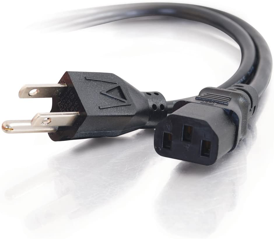 C2g/ cables to go C2G Power Cord, Replacement Power Cable, 3 Pin Connector, Universal Power Cord, 5-15P to C13, 18 AWG, Black, 3 Feet (4.57 Meters), Cables to Go 03129 3 Feet Universal Cord