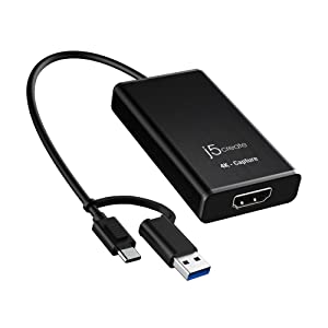 Jcreate j5create 4K HDMI Video Capture Card, DSLR Cam Link, Game Capture Adapter for Game Live, Broadcasting, Streaming, Video Conference | Support 4K30, 2K60, 1080p120 (JVA11)