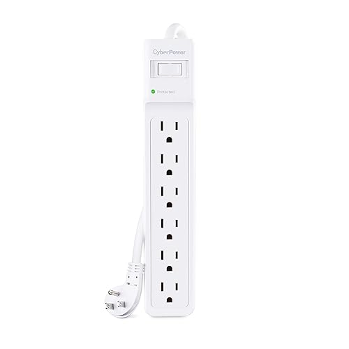 CyberPower B625 Essential Surge Protector, 1500J/125V, 6 Outlets, 15 ft Power Cord, White