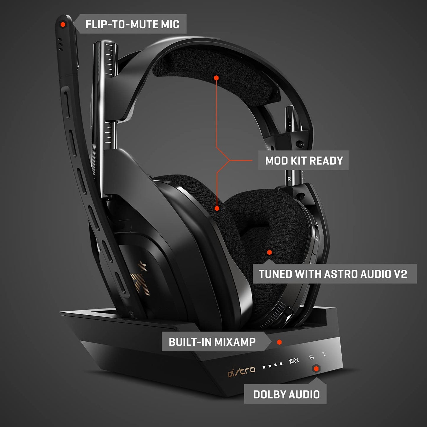 ASTRO Gaming A50 Wireless Headset + Base Station Gen 4 - Compatible with Xbox Series X|S, Xbox One, PC, Mac - Black/Gold Xbox Series X|S, Xbox One &amp; PC Headset + Base