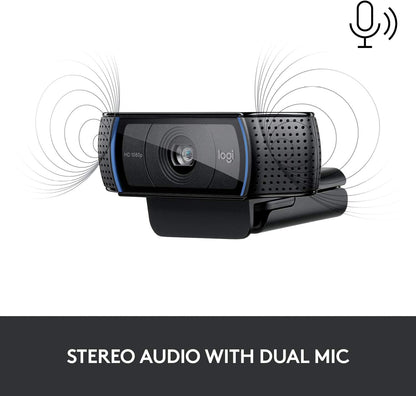 Logitech C920S HD Pro Webcam, Full HD 1080p/30fps Video Calling, Clear Stereo Audio, HD Light Correction, Privacy Shutter, Works with Skype, Zoom, FaceTime, Hangouts, PC/Mac/Laptop/Tablet/XBox - Black