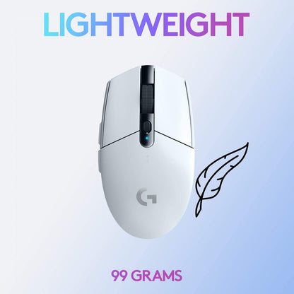 Logitech G305 LIGHTSPEED Wireless Gaming Mouse, Hero 12K Sensor, 12,000 DPI, Lightweight, 6 Programmable Buttons, 250h Battery Life, On-Board Memory, PC/Mac - White White Mouse