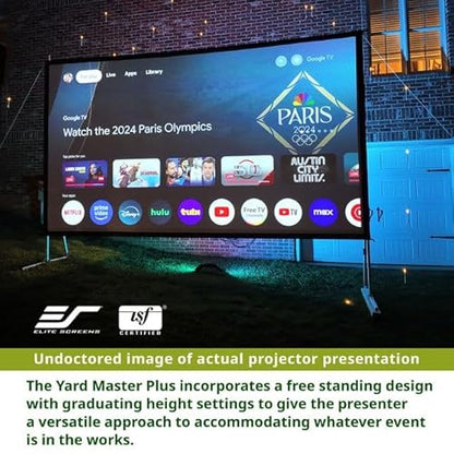 Elite Screens Yard Master Plus Series, 100" 16:9, 4K Ultra HD Ready Indoor/Outdoor Portable Foldaway Movie Theater Projector Screen, Front Projection - OMS100H2PLUS 16:9, 100-inch Yard Master Plus Front Projection