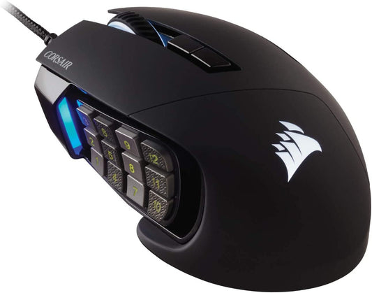 Corsair Scimitar RGB Elite, MOBA/MMO Gaming Mouse, Black, Backlit RGB LED, 18000 DPI, Optical Black Elite Gaming Mouse