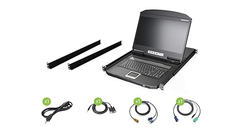 IOGEAR 18.5-Inch Widescreen Short Depth 8-Port LCD KVM Switch (TAA Compliant) GCL1908W