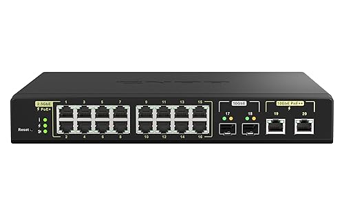QNAP QSW-M2116P-2T2S-US 20-Port 10GbE PoE++ and 2.5GbE PoE+ Managed Network Switch