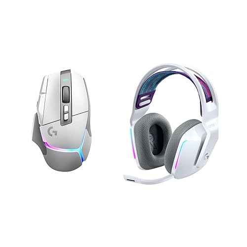 Logitech G502 X Plus Lightspeed Wireless Gaming Mouse + G733 Lightspeed Wireless Gaming Headset Bundle- White White Wireless RGB Mouse + Headset