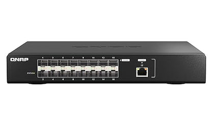 QNAP QSW-M5216-1T-US 16-Port 25GbE Managed Network Switch with 10GbE connectivity for Backbone Networks. Layer 2, Web Management