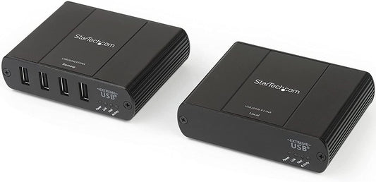 StarTech.com 4 Port USB 2.0 Extender Hub Over Cat5e/Cat6 Ethernet Cable (RJ45) - 330ft/100m Industrial Metal USB Extender Adapter Kit w/ESD Protection - Externally Powered - 480 Mbps (USB2004EXT2NA)