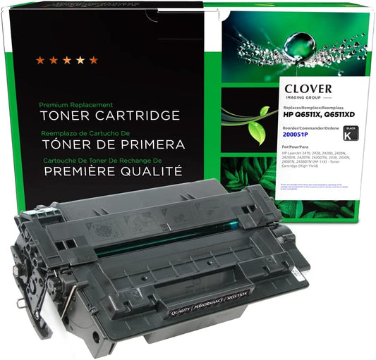 Clover imaging group Clover Remanufactured Toner Cartridge for HP 11X Q6511X | Black Black Page Yield: 6000