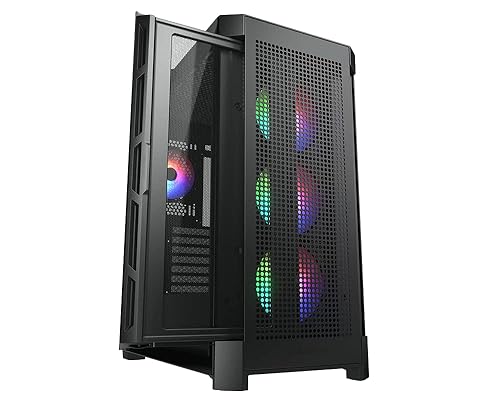Cougar Gaming Mid Tower Case Duoface Pro RGB Supporting 390mm Graphics Card with Controller, Four RGB Fans and Two Distinct Front Panels Included (Mesh and Tempered Glass) (Black)