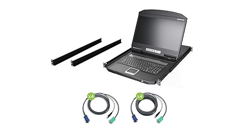 IOGEAR 18.5-Inch Widescreen Short Depth 8-Port LCD KVM Switch w/8x USB KVM Cables, GCL1908WKITU