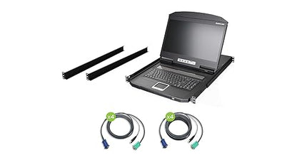 IOGEAR 18.5-Inch Widescreen Short Depth 8-Port LCD KVM Switch w/8x USB KVM Cables, GCL1908WKITU