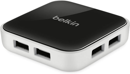 Belkin 7-Port Plug-and-Play Powered Desktop Hub with USB-A Ports 7-Port Desktop Black and White