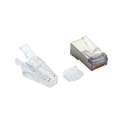 Black Box CAT6A Modular RJ-45 Plugs w/Boots, Solid/Stranded STP, 100PK