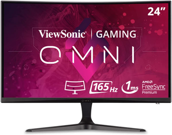 ViewSonic Omni VX2418C 24 Inch 1080p 1ms 165Hz Curved Gaming Monitor with AMD FreeSync Premium, Eye Care, HDMI and DisplayPort 24-Inch