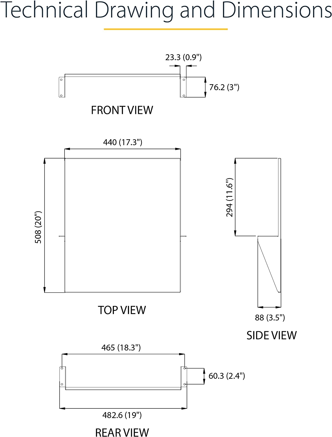 StarTech.com 2U 19" 2-Post Network Rack Cabinet Shelf - 20in Deep Center Mount Cantilever Tray Rackmount Shelf for AV/Data Equipment Enclosure w/Cage Nuts &amp; Screws 75lb Weight Capacity (CABSHF2POST2)